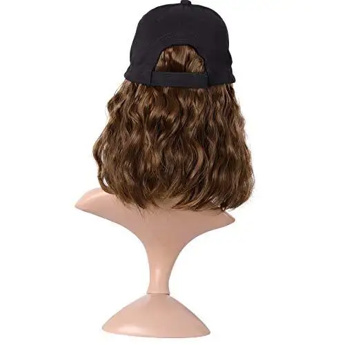 Medium Long Wavy Hair with Baseball Cap - Image 3