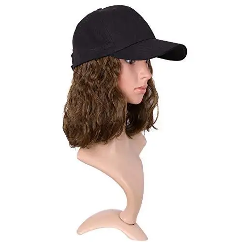 Medium Long Wavy Hair with Baseball Cap - Image 4