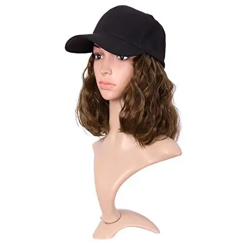 Medium Long Wavy Hair with Baseball Cap - Image 5