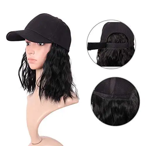 Medium Long Wavy Hair with Baseball Cap - Image 7