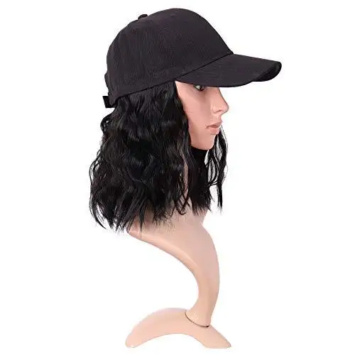 Medium Long Wavy Hair with Baseball Cap - Image 8