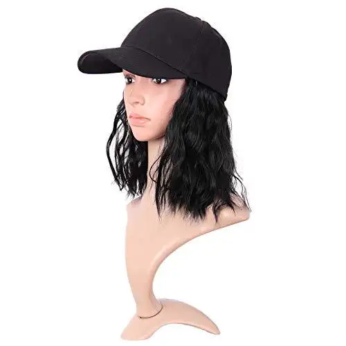 Medium Long Wavy Hair with Baseball Cap - Image 9