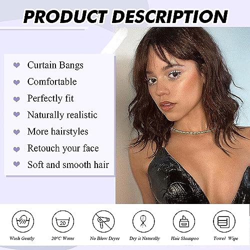 Medium Wavy Wig With Curtain Bangs - Image 2