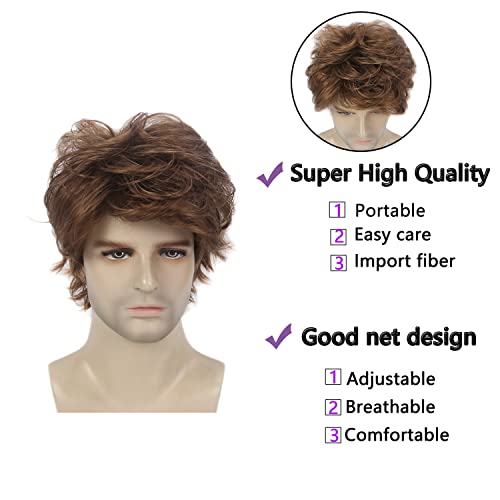 Mens Layered Wavy Synthetic Fiber Full Wig - Image 8