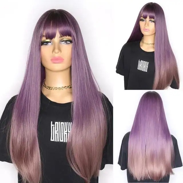 Mia Long Rooted Heat Friendly wig with bangs - Image 5
