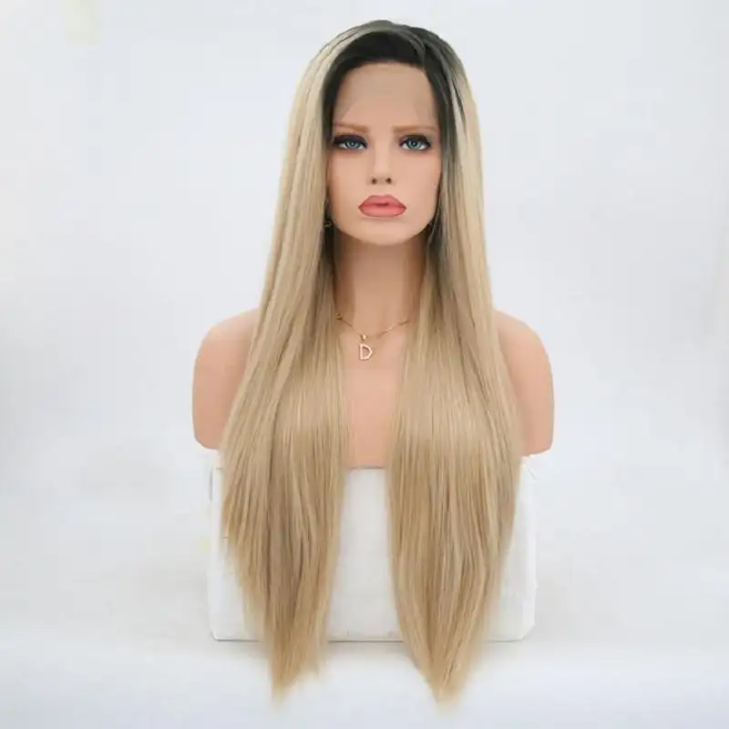 Micheline Long Ombre Blonde Silky Straight Heat Resistant Wig with Side Part - Image 2