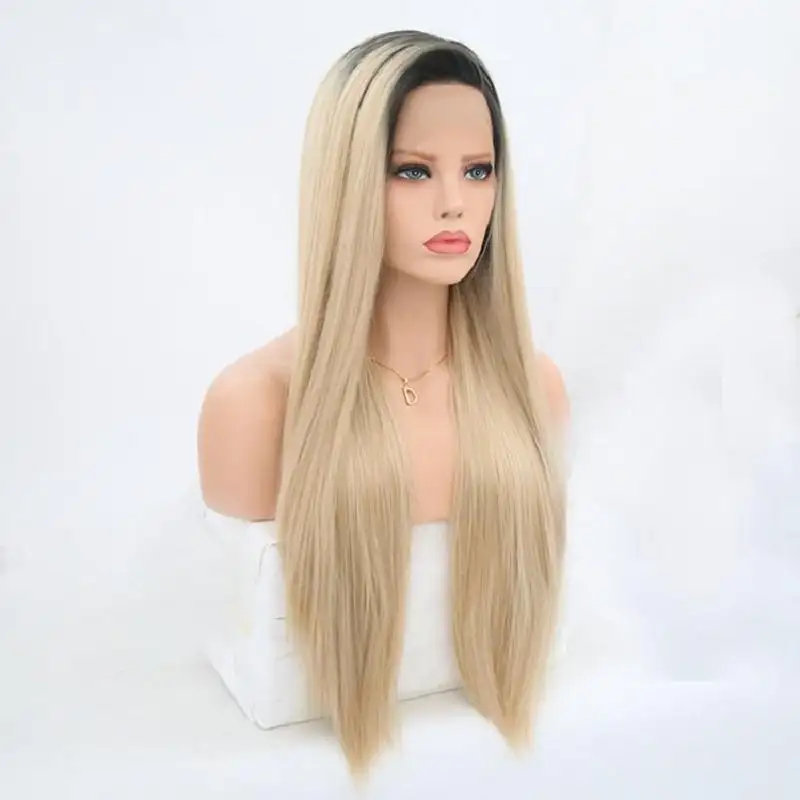 Micheline Long Ombre Blonde Silky Straight Heat Resistant Wig with Side Part - Image 5
