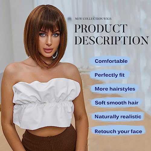 Mixed Brown Bob Wig with Highlights and Bangs - Image 2