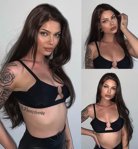 Mocha Brown Lace Front Wig with Middle Part - Image 6