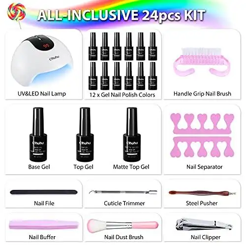 Nail Polish Kit with 36W UV LED Lamp Gel Polish Set  Nail Art Decorations - Image 6