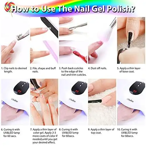 Nail Polish Kit with 36W UV LED Lamp Gel Polish Set  Nail Art Decorations - Image 9