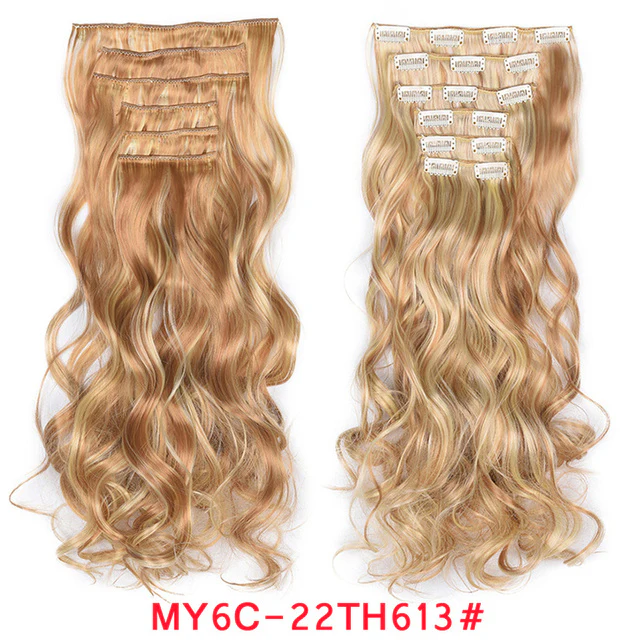 Natural Wavy Ombre Hair Piece 6Pcs/Set  Clip In Hair Extension 20Inch - Image 21
