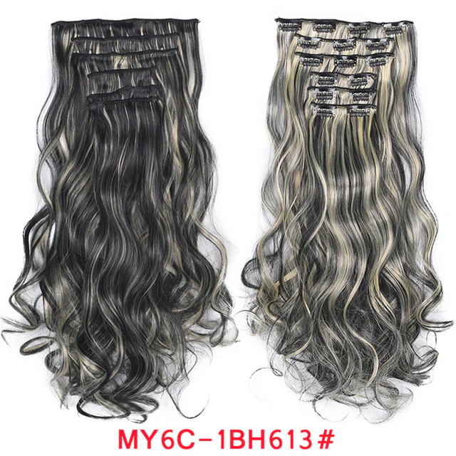 Natural Wavy Ombre Hair Piece 6Pcs/Set  Clip In Hair Extension 20Inch - Image 5