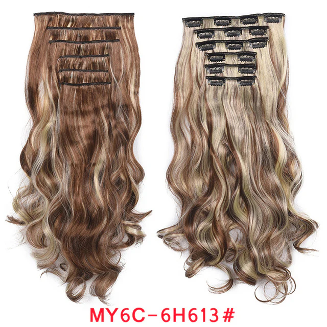 Natural Wavy Ombre Hair Piece 6Pcs/Set  Clip In Hair Extension 20Inch - Image 7