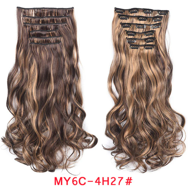 Natural Wavy Ombre Hair Piece 6Pcs/Set  Clip In Hair Extension 20Inch - Image 8