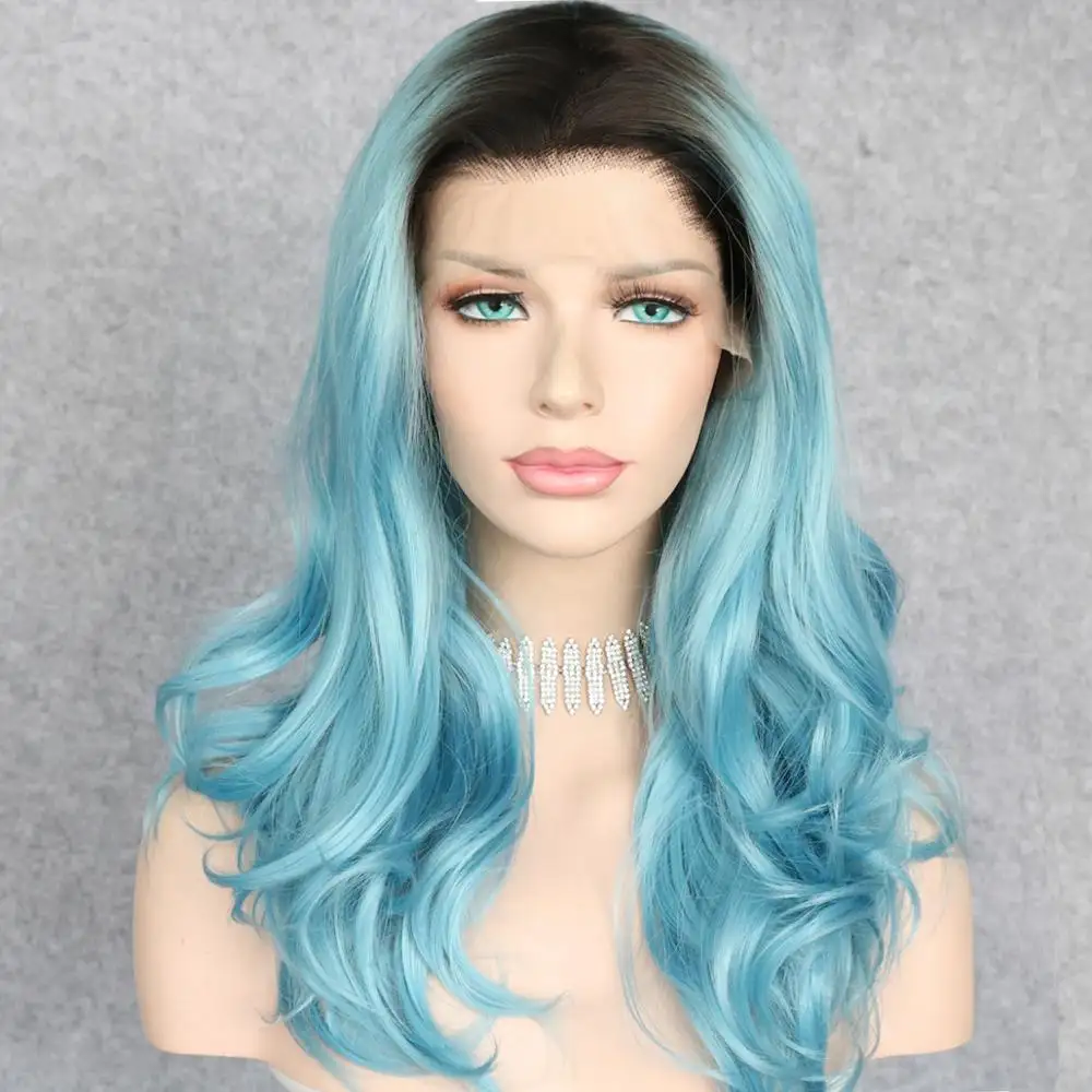 Ocean - Blue Ombre Dark Rooted Lace Front Wig - Image 2