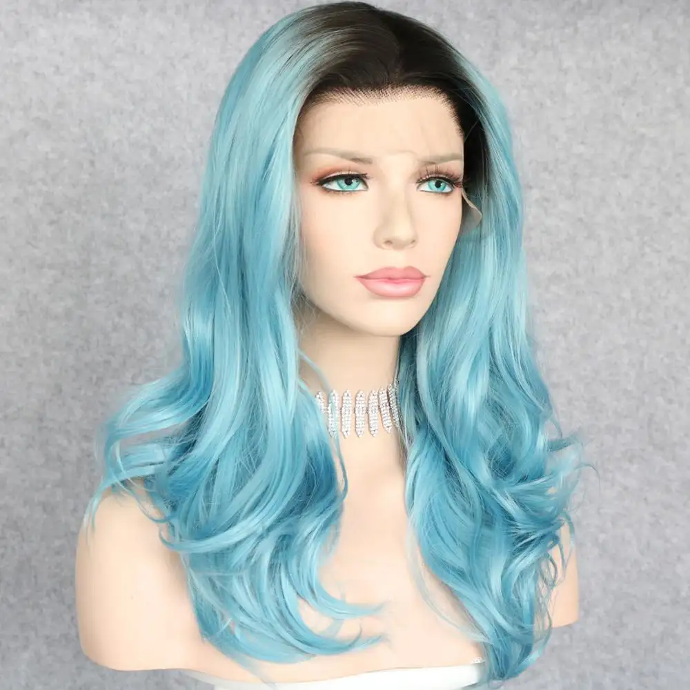 Ocean - Blue Ombre Dark Rooted Lace Front Wig - Image 3