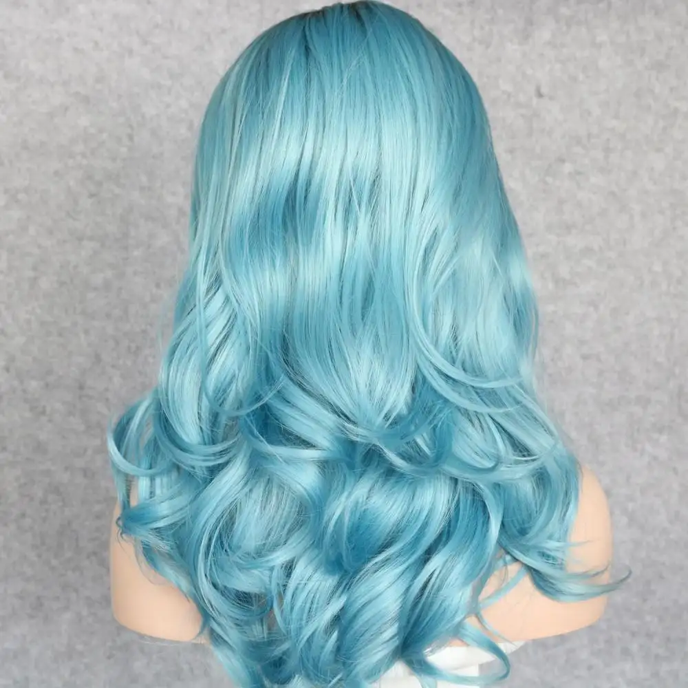 Ocean - Blue Ombre Dark Rooted Lace Front Wig - Image 4