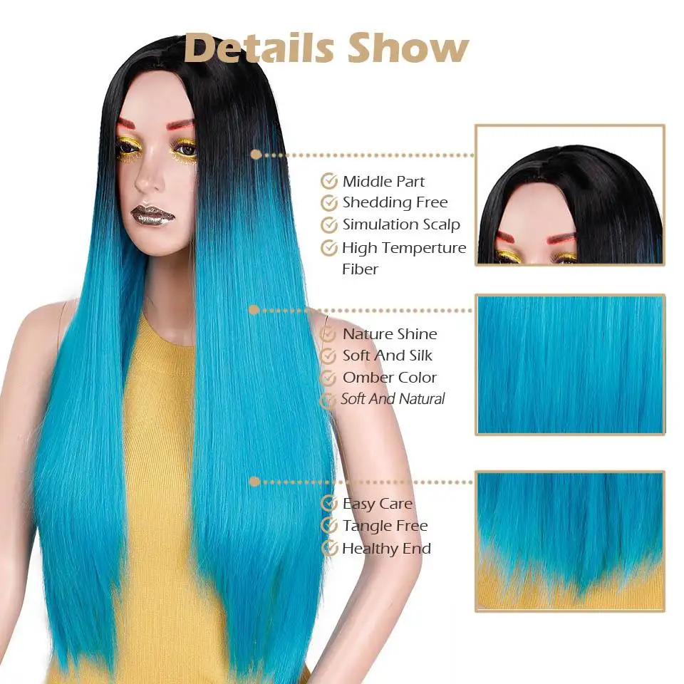 Straight Ombre 24 inch Heat Resistant Cosplay Wig - Image 15