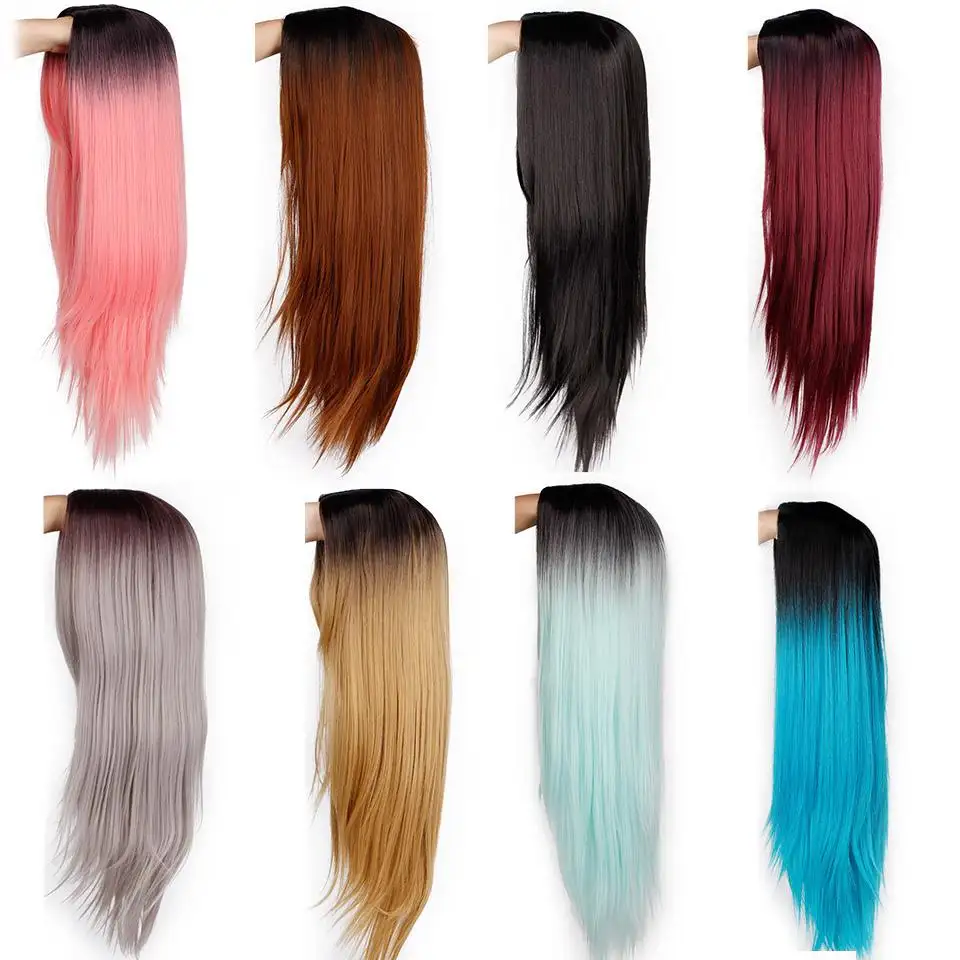 Straight Ombre 24 inch Heat Resistant Cosplay Wig - Image 2