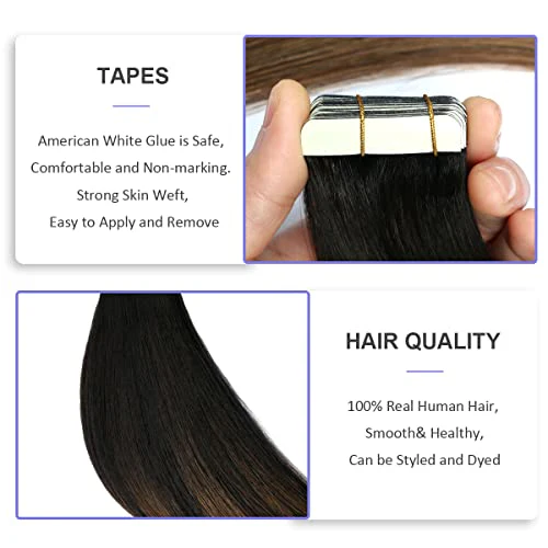 Ombre and Bayalage Tape In Human Hair Tape in Extensions - Image 29