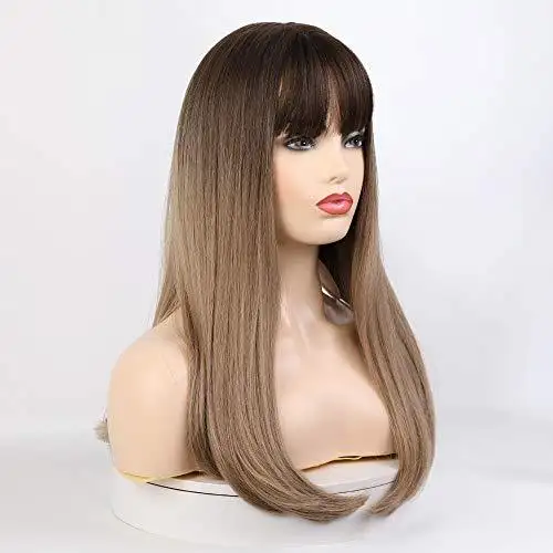 Ombre Ash Brown Straight Wig - Image 3