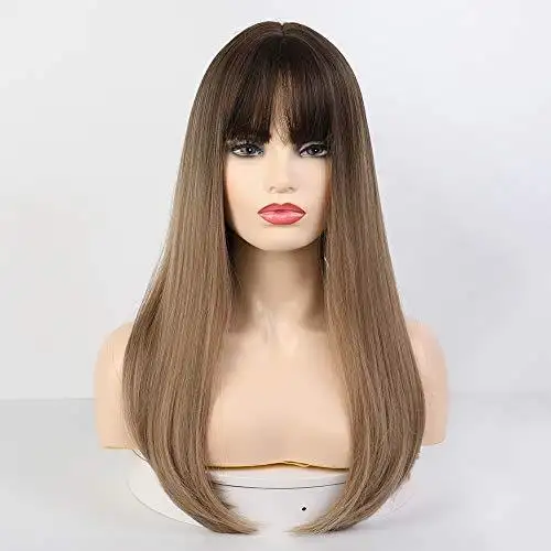Ombre Ash Brown Straight Wig - Image 5