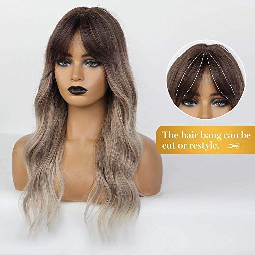Ombre Grey Synthetic Hair with Bangs - Image 3