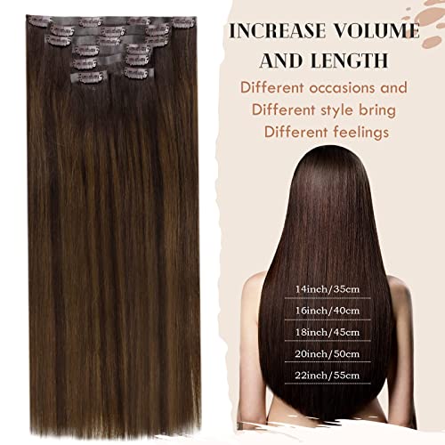 Ombre Human Hair Clip in Hair Extensions - Image 103