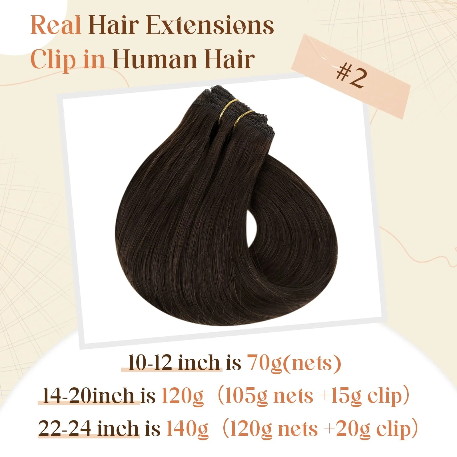 Ombre Human Hair Clip in Hair Extensions - Image 106