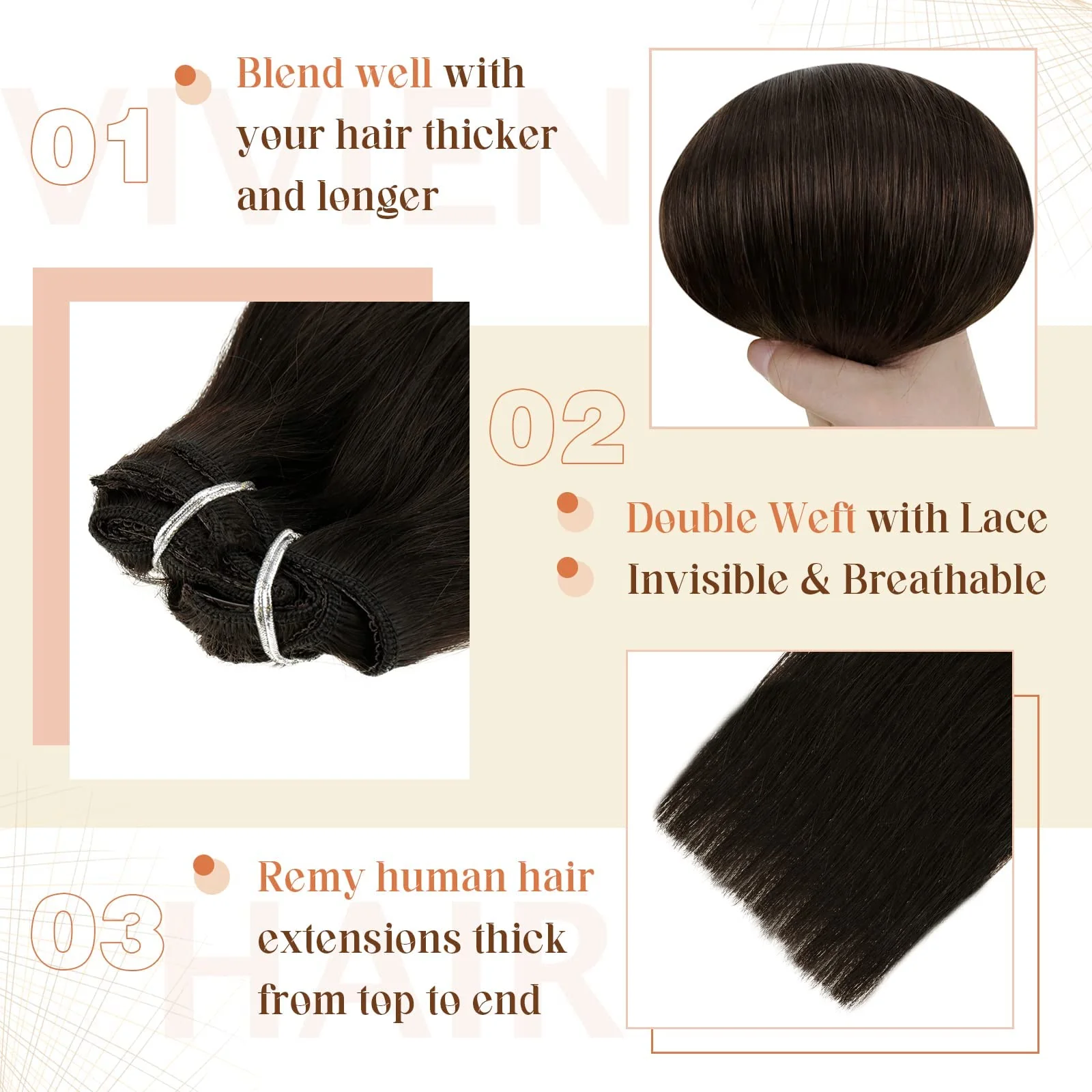 Ombre Human Hair Clip in Hair Extensions - Image 108