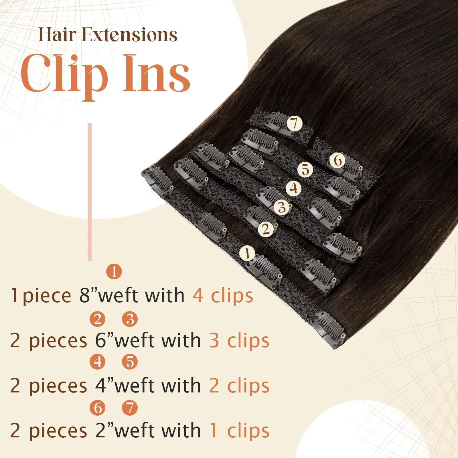 Ombre Human Hair Clip in Hair Extensions - Image 109