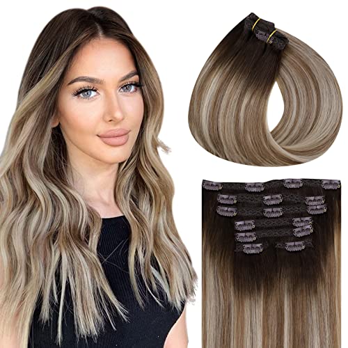 Ombre Human Hair Clip in Hair Extensions - Image 19