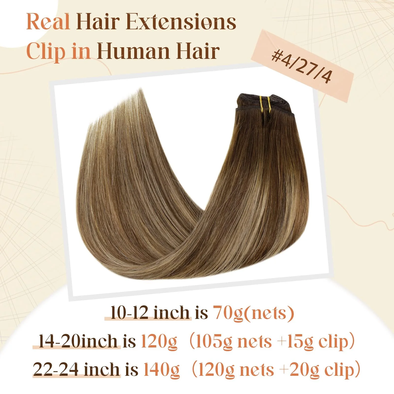 Ombre Human Hair Clip in Hair Extensions - Image 26