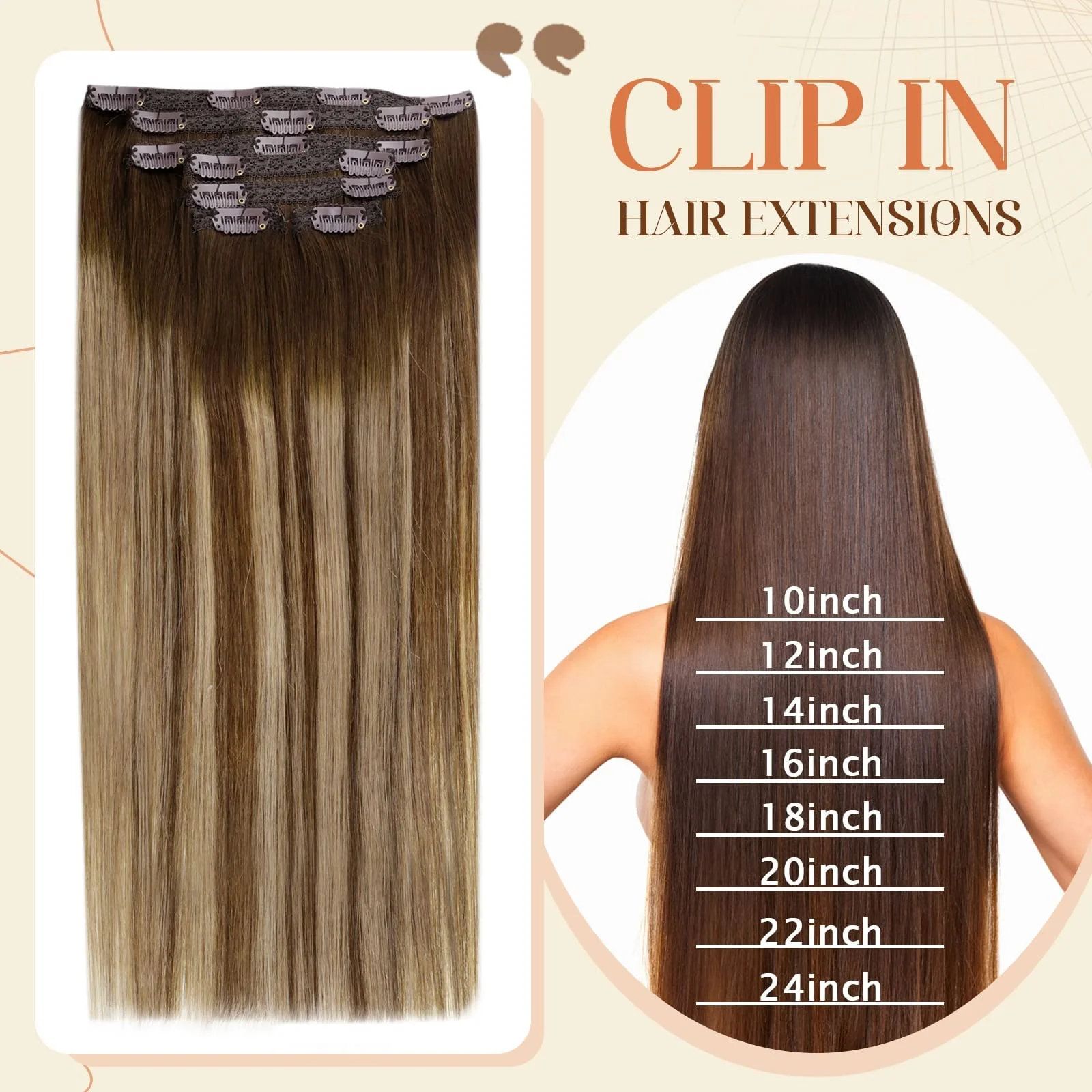Ombre Human Hair Clip in Hair Extensions - Image 27