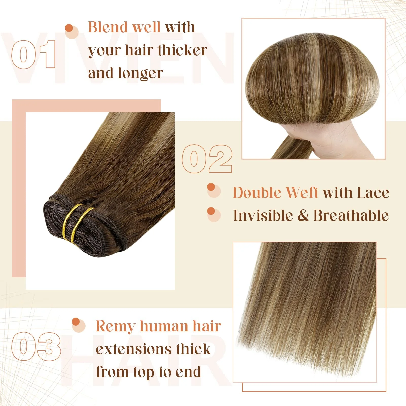 Ombre Human Hair Clip in Hair Extensions - Image 28