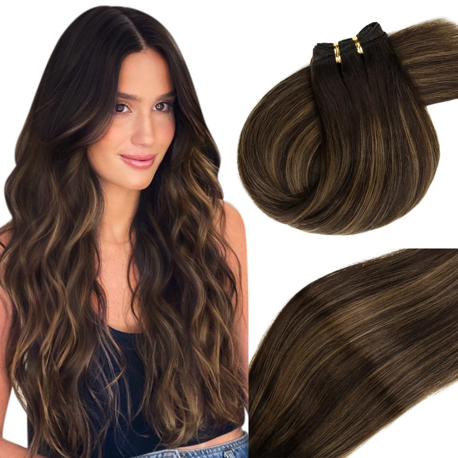 Ombre Human Hair Clip in Hair Extensions - Image 63
