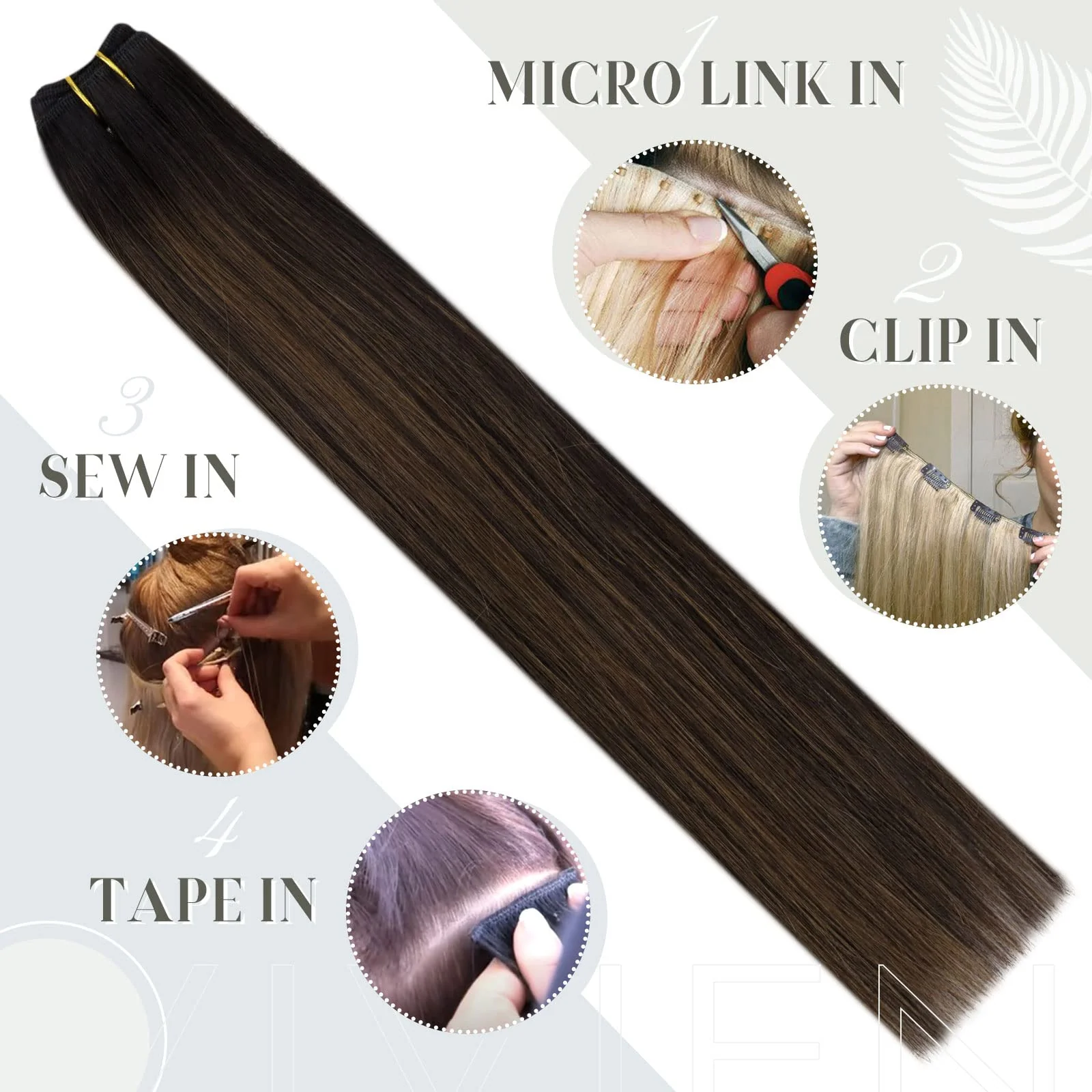 Ombre Human Hair Clip in Hair Extensions - Image 68
