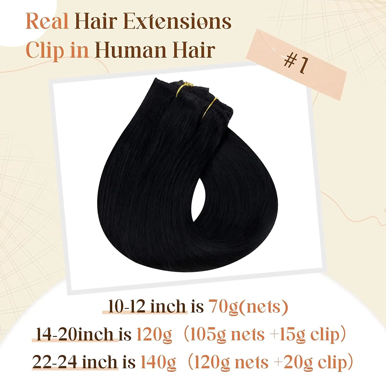 Ombre Human Hair Clip in Hair Extensions - Image 93