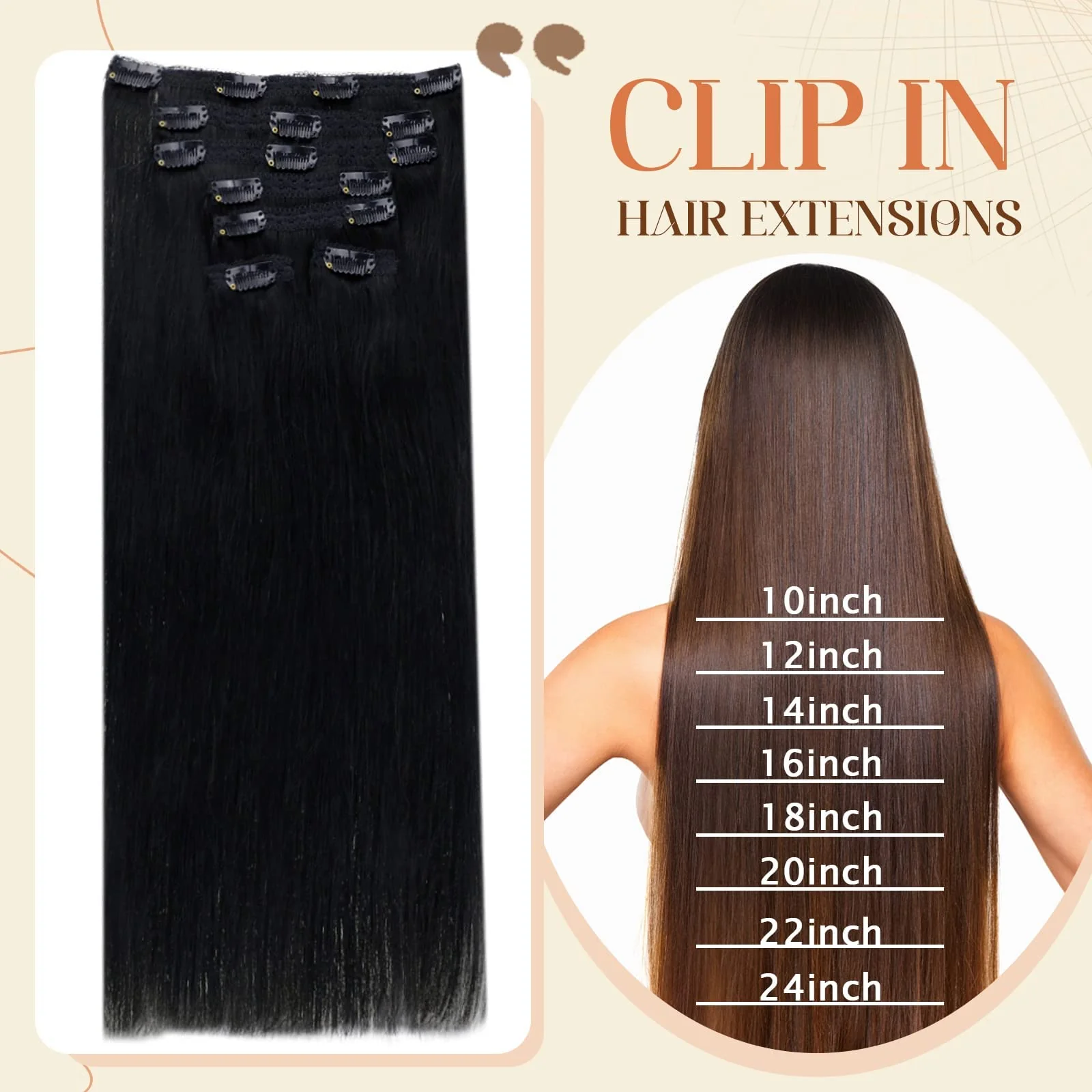 Ombre Human Hair Clip in Hair Extensions - Image 94