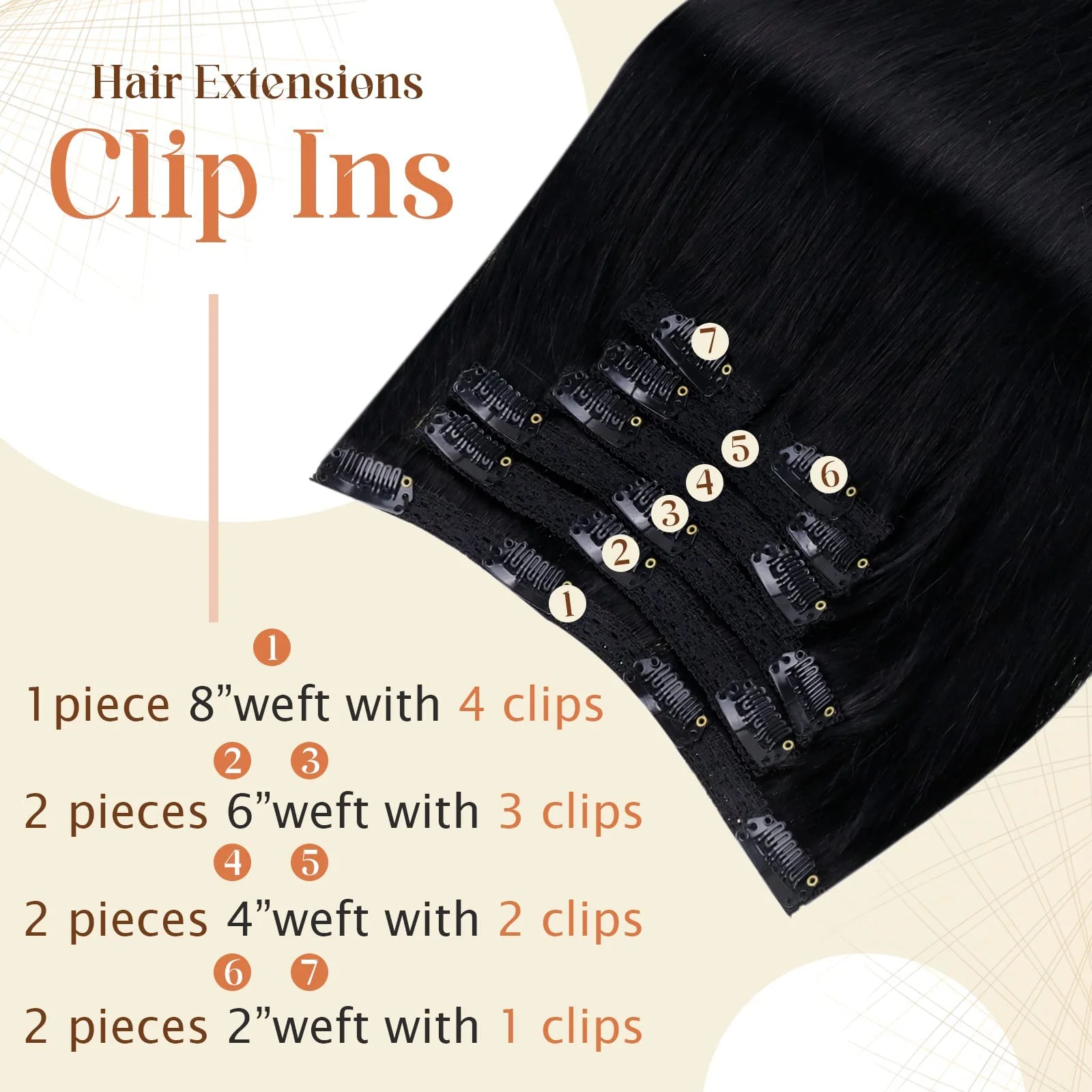Ombre Human Hair Clip in Hair Extensions - Image 96
