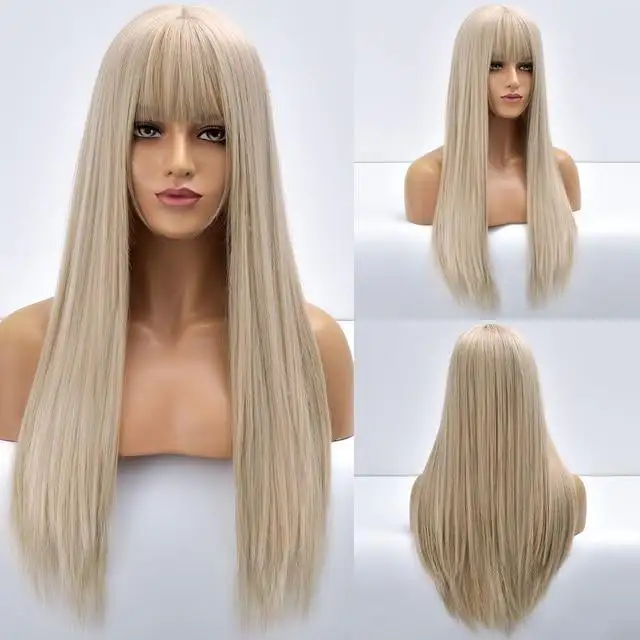 Giselle Ombre Long Straight Synthetic Wig For Women With Bangs - Image 10