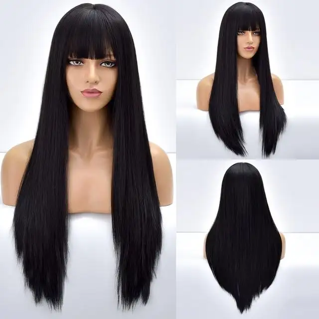 Giselle Ombre Long Straight Synthetic Wig For Women With Bangs - Image 11