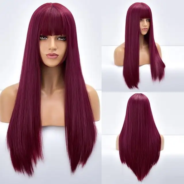 Giselle Ombre Long Straight Synthetic Wig For Women With Bangs - Image 12