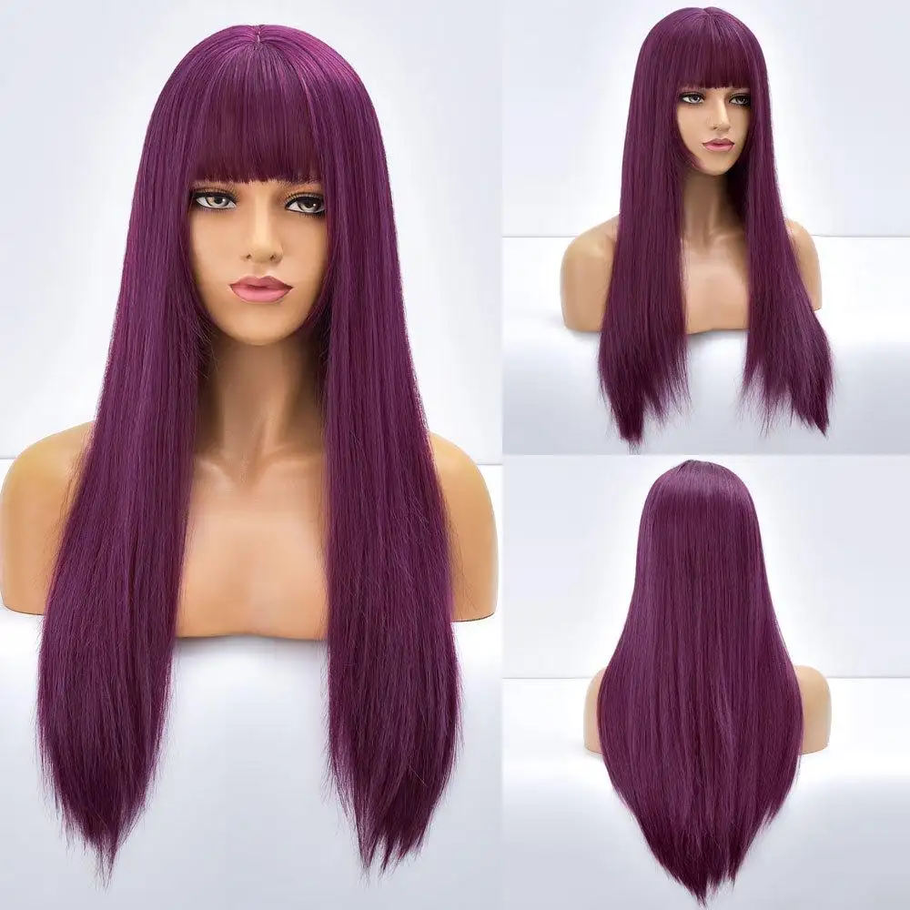 Giselle Ombre Long Straight Synthetic Wig For Women With Bangs - Image 17