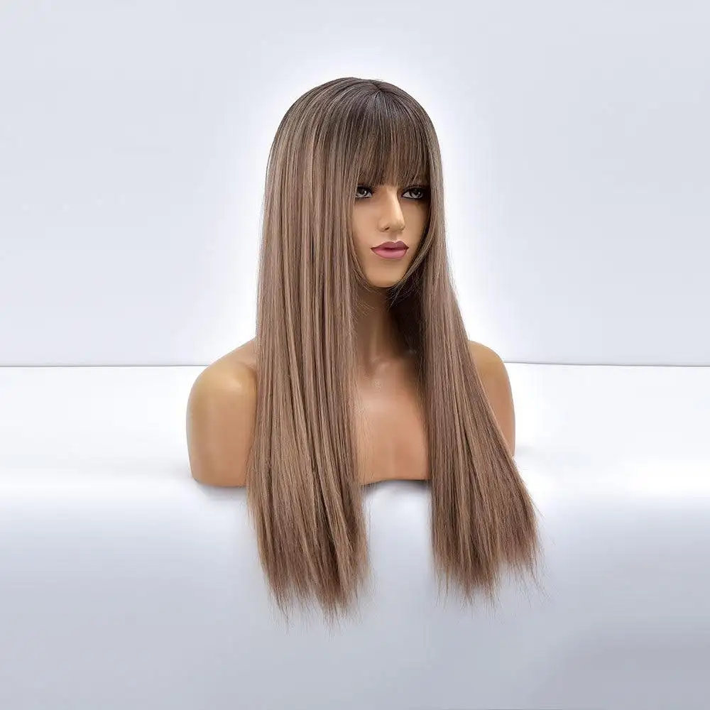 Giselle Ombre Long Straight Synthetic Wig For Women With Bangs - Image 2