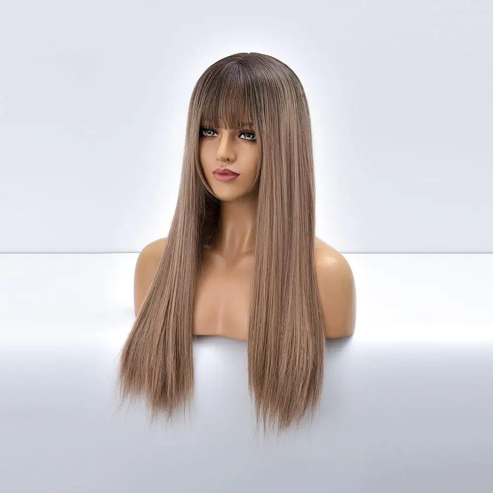 Giselle Ombre Long Straight Synthetic Wig For Women With Bangs - Image 3