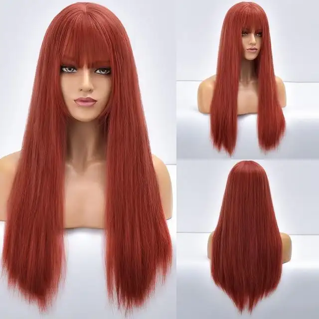 Giselle Ombre Long Straight Synthetic Wig For Women With Bangs - Image 5