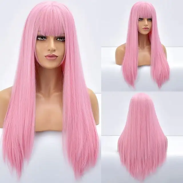 Giselle Ombre Long Straight Synthetic Wig For Women With Bangs - Image 7