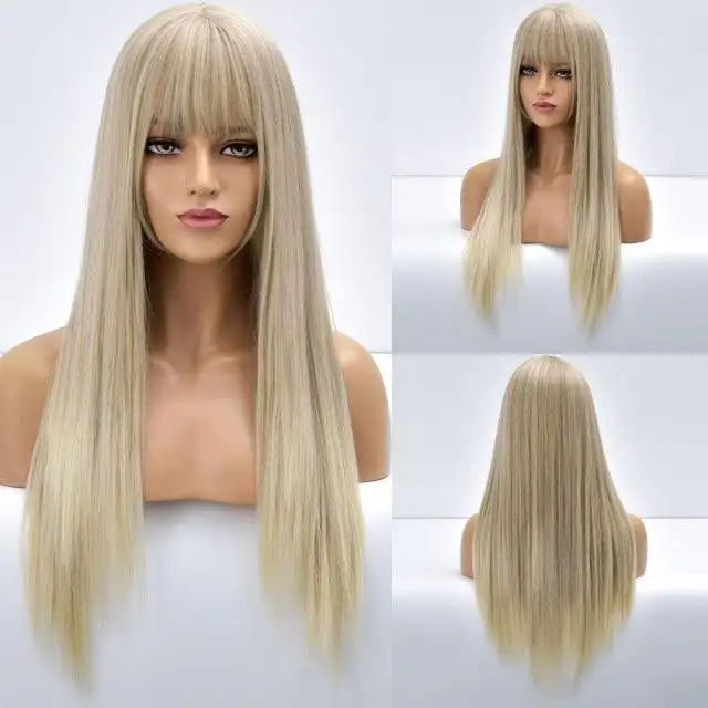 Giselle Ombre Long Straight Synthetic Wig For Women With Bangs - Image 8